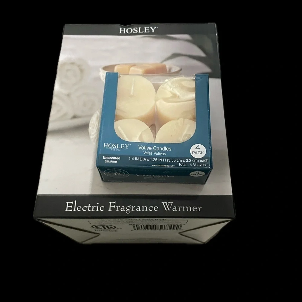 Hosley Electric Fragrance Warmer Cream Ceramic + 4 Unscented Votive Candles NWT